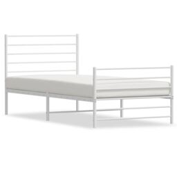 Berkfield Home Metal Bed Frame with Headboard & Footboard White 100x190 cm - thumbnail 2