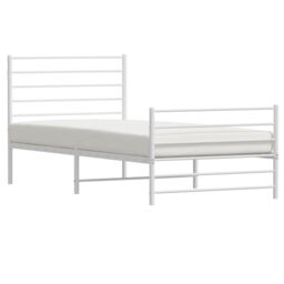 Berkfield Home Metal Bed Frame with Headboard & Footboard White 100x190 cm - thumbnail 4