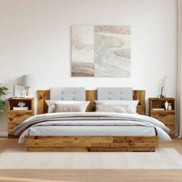Berkfield Home Elegant Bedside Cabinets 2 pcs Old Wood 40x36x65 cm Engineered Wood in Brown - Size: 40 x 36 x 65 cm - thumbnail 4