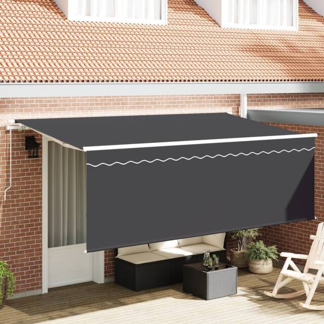 Berkfield Home Retractable Awning Anthracite White Gray - image 1