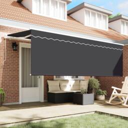 Berkfield Home Retractable Awning Anthracite White Gray - thumbnail 3