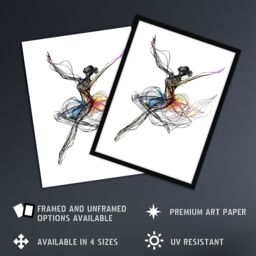 Artery8 Abstract Pen & Ink Line Art Ballerina Dance Framed Art Print in Black - Size: A4 - thumbnail 2