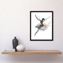 Artery8 Abstract Pen & Ink Line Art Ballerina Dance Framed Art Print in Black - Size: A4 - thumbnail 4