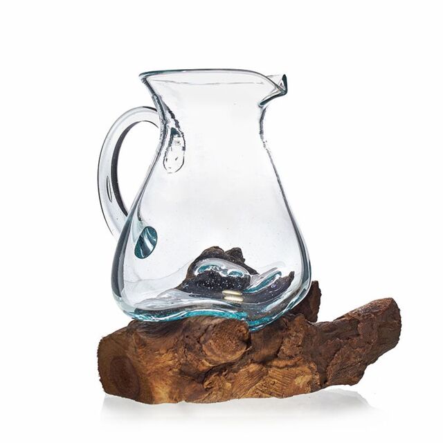 KDMD Molten Glass on Wood- Water Jug in Brown - image 1