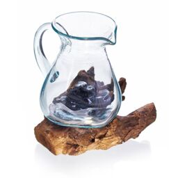 KDMD Molten Glass on Wood- Water Jug in Brown - thumbnail 3