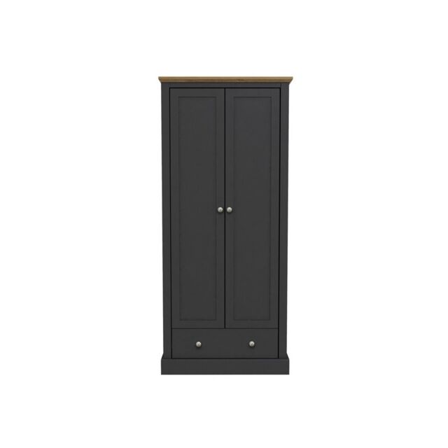 Lemon Pavilion Furniture Devon 2 Door Wardrobe - L56 x W79.7 x H181.5 cm - Charcoal in Black - Size: 1 Pack - image 1