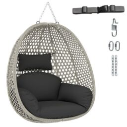 Swing Egg Chair Upholstered PE Rattan Wicker Hammock Chair without Stand