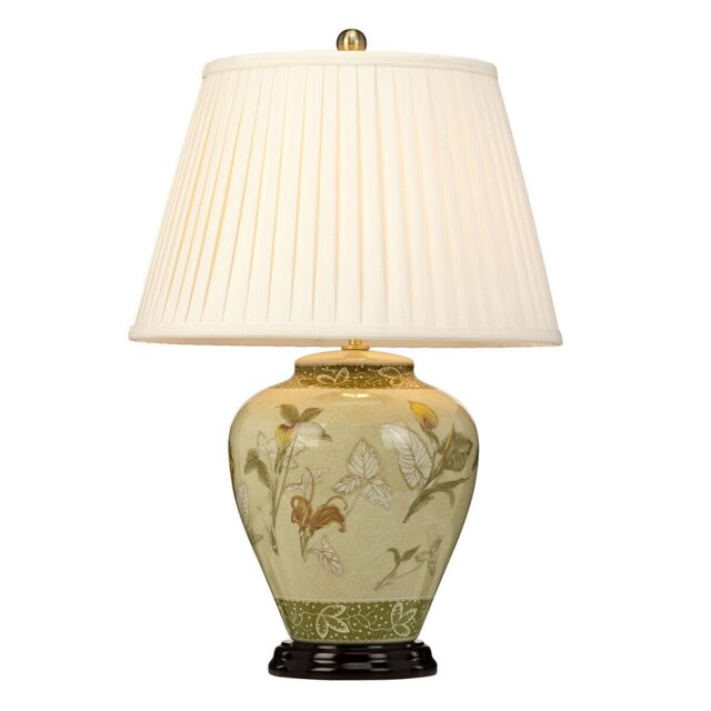 Loops Table Lamp Porcelain Cream Shade Aged Brass LED E27 60W in Metallics - image 1