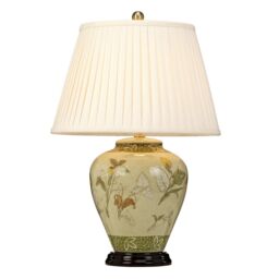 Loops Table Lamp Porcelain Cream Shade Aged Brass LED E27 60W in Metallics