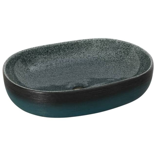 Berkfield Home Countertop Basin Turquoise Oval 59x40x14 cm Ceramic in Teal - Size: 59 x 40 x 14 cm - image 1
