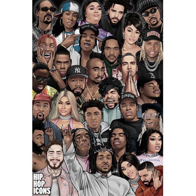 Pyramid International Hip Hop Icons Poster in Black