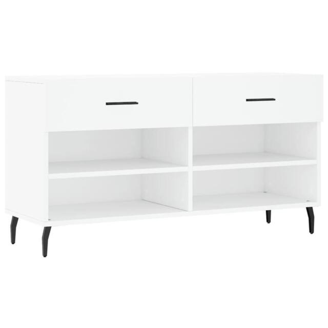 Berkfield Home Shoe Bench White 102x35x55 cm Engineered Wood - Size: 102 x 35 x 55 cm - image 1