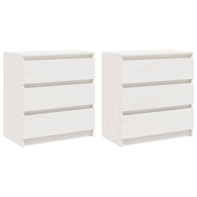 Berkfield Home Bedside Cabinets 2 pcs White 60x36x64 cm Solid Pinewood - Size: 60 x 36 x 64 cm - image 1
