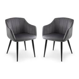 Cheshire Glenwood Premium Scalloped Grey Dining Chairs - Set of 2 - thumbnail 1