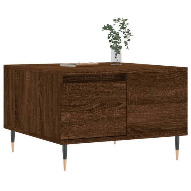 Berkfield Home Modern Coffee Table Brown Oak 55x55x36.5 cm Engineered Wood - image 1