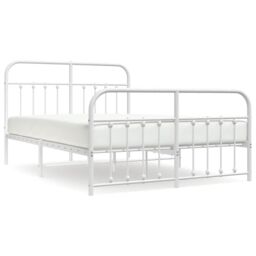 Berkfield Home Metal Bed Frame with Headboard & Footboard White 140x200 cm - thumbnail 2