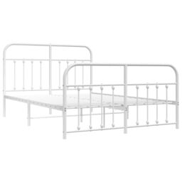 Berkfield Home Metal Bed Frame with Headboard & Footboard White 140x200 cm - thumbnail 5