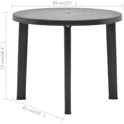 EONLION Outdoor Round Plastic Bistro Table, Anthracite in Black - thumbnail 2