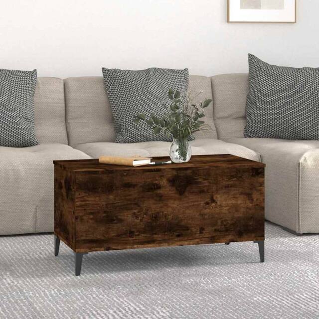 Berkfield Home Decorative Coffee Table Smoked Oak 90x44.5x45 cm Engineered Wood in Brown - image 1