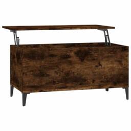 Berkfield Home Decorative Coffee Table Smoked Oak 90x44.5x45 cm Engineered Wood in Brown - thumbnail 3