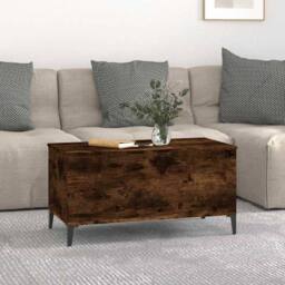 Berkfield Home Decorative Coffee Table Smoked Oak 90x44.5x45 cm Engineered Wood in Brown - thumbnail 1
