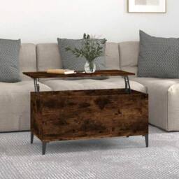 Berkfield Home Decorative Coffee Table Smoked Oak 90x44.5x45 cm Engineered Wood in Brown - thumbnail 2