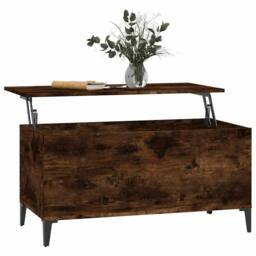 Berkfield Home Decorative Coffee Table Smoked Oak 90x44.5x45 cm Engineered Wood in Brown - thumbnail 5