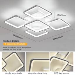 NIVOR LED Leaf Ceiling Light 76W Dimmable Flush Mount 5-Head with Remote in White - thumbnail 2