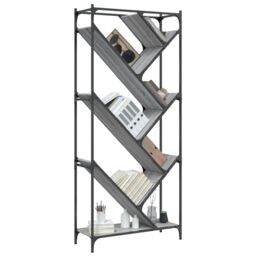 Berkfield Home Bookcase Grey Sonoma 79x30x180 cm Engineered Wood & Metal - Size: 79 x 30 x 180 cm - thumbnail 4