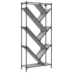 Berkfield Home Bookcase Grey Sonoma 79x30x180 cm Engineered Wood & Metal - Size: 79 x 30 x 180 cm - thumbnail 2