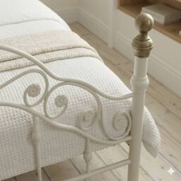 OAT Home Kensington French Style White & Brass Metal Bed Frame - Size: Small Double - thumbnail 4