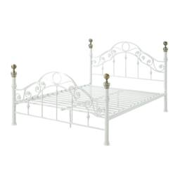 OAT Home Kensington French Style White & Brass Metal Bed Frame - Size: Small Double - thumbnail 9