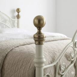 OAT Home Kensington French Style White & Brass Metal Bed Frame - Size: Small Double - thumbnail 3