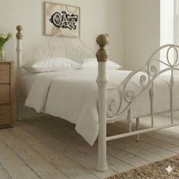 OAT Home Kensington French Style White & Brass Metal Bed Frame - Size: Small Double - thumbnail 6