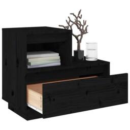 Berkfield Home Bedside Cabinets 2 pcs Black 60x34x51 cm Solid Wood Pine - Size: 60 x 34 x 51 cm - thumbnail 5