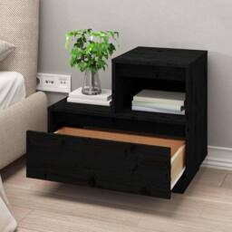 Berkfield Home Bedside Cabinets 2 pcs Black 60x34x51 cm Solid Wood Pine - Size: 60 x 34 x 51 cm - thumbnail 4