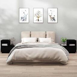 Berkfield Home Bedside Cabinets 2 pcs Black 60x34x51 cm Solid Wood Pine - Size: 60 x 34 x 51 cm - thumbnail 2