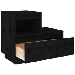 Berkfield Home Bedside Cabinets 2 pcs Black 60x34x51 cm Solid Wood Pine - Size: 60 x 34 x 51 cm - thumbnail 9