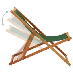 Berkfield Home Folding Beach Chair Eucalyptus Wood & Fabric Green - thumbnail 3