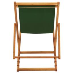 Berkfield Home Folding Beach Chair Eucalyptus Wood & Fabric Green - thumbnail 5