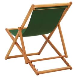 Berkfield Home Folding Beach Chair Eucalyptus Wood & Fabric Green - thumbnail 4