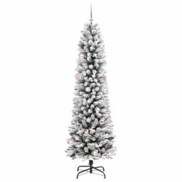 Berkfield Home Stunning Artificial Christmas Tree with 300 LEDs Green & white - thumbnail 4