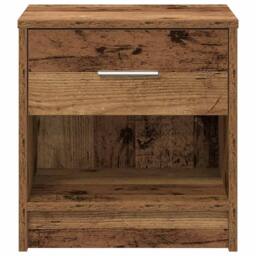 Berkfield Home Bedside Cabinet with Drawer Old Wood 39x28x41 cm in Grey - Size: 39 x 28 x 41 cm - thumbnail 4