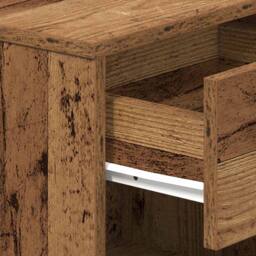 Berkfield Home Bedside Cabinet with Drawer Old Wood 39x28x41 cm in Grey - Size: 39 x 28 x 41 cm - thumbnail 9