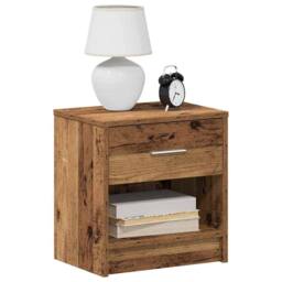 Berkfield Home Bedside Cabinet with Drawer Old Wood 39x28x41 cm in Grey - Size: 39 x 28 x 41 cm - thumbnail 1