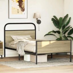 Berkfield Home Bed Frame without Mattress 90x200 cm Sonoma Oak Engineered Wood in Brown - thumbnail 4