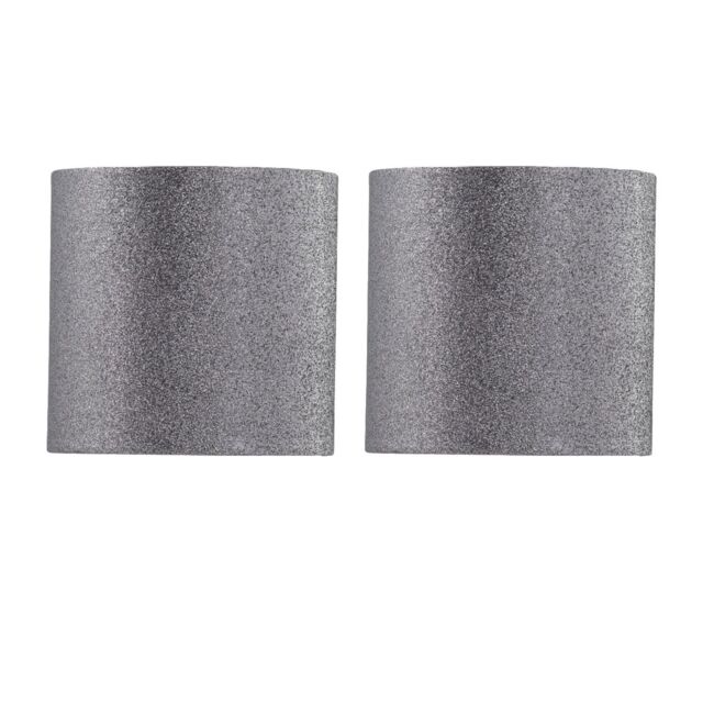 First Choice Lighting Set of 2 Silvery Grey Glitter 15cm Table Lamp Shades in Silver - image 1