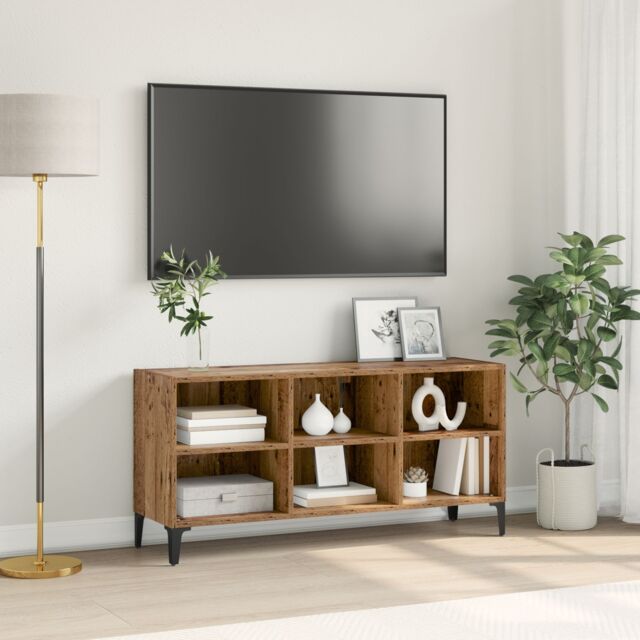 Berkfield Home Old Wood TV Stand Old Wood Engineered wood, Metal Medium Storage in Brown - image 1