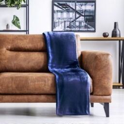 New Edge Blinds Plush Collection Flannel Fleece Super Soft Throw in Blue - Size: 140 cm x 180 cm - thumbnail 5