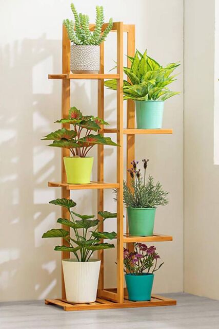 Living and Home Rustic Wooden 5-Tier Potted Plant Stand Display Shelf Rack Holder 103cm H in Brown - image 1